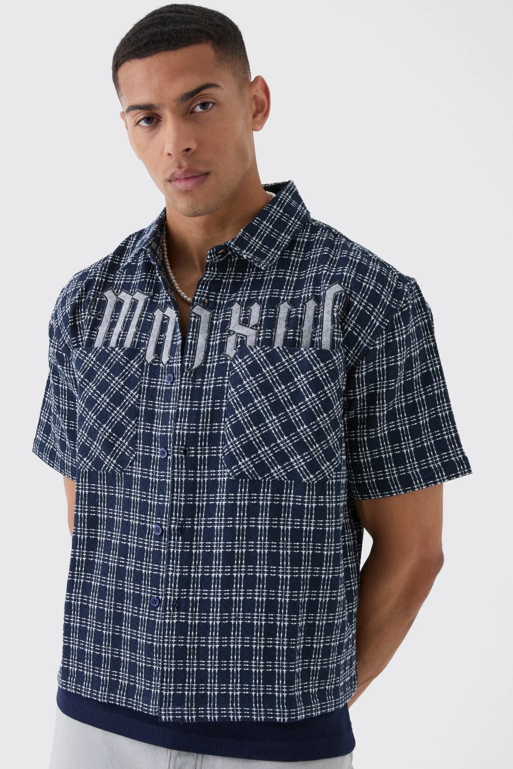 boohooMAN Oversized Small Check Double Pocket Boxy Shirt | UK| Shirts