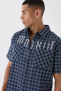 boohooMAN Oversized Small Check Double Pocket Boxy Shirt | UK| Shirts