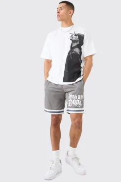 boohooMAN Oversized Snoop Dog License T-shirt And Mesh Short Set | UK| Sets & Co-Ords|Tracksuits
