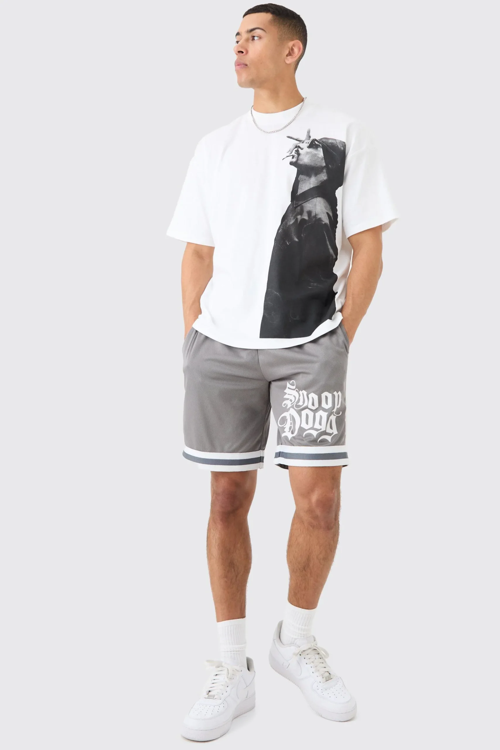 boohooMAN Oversized Snoop Dog License T-shirt And Mesh Short Set | UK| Sets & Co-Ords|Tracksuits