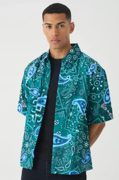 boohooMAN Oversized Soft Twill Paisley Printed Shirt | UK| Shirts