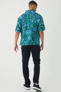 boohooMAN Oversized Soft Twill Paisley Printed Shirt | UK| Shirts