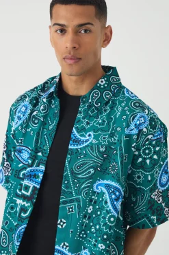 boohooMAN Oversized Soft Twill Paisley Printed Shirt | UK| Shirts