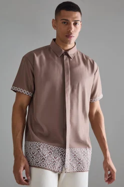 boohooMAN Oversized Soft Twill Printed Hem Shirt | UK| Shirts