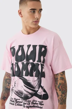 Oversized Space Puff Print Wash T-shirt | UK^boohooMAN Best