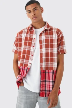 boohooMAN Oversized Spliced Hem Check Shirt | UK| Shirts