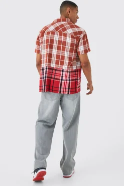 boohooMAN Oversized Spliced Hem Check Shirt | UK| Shirts