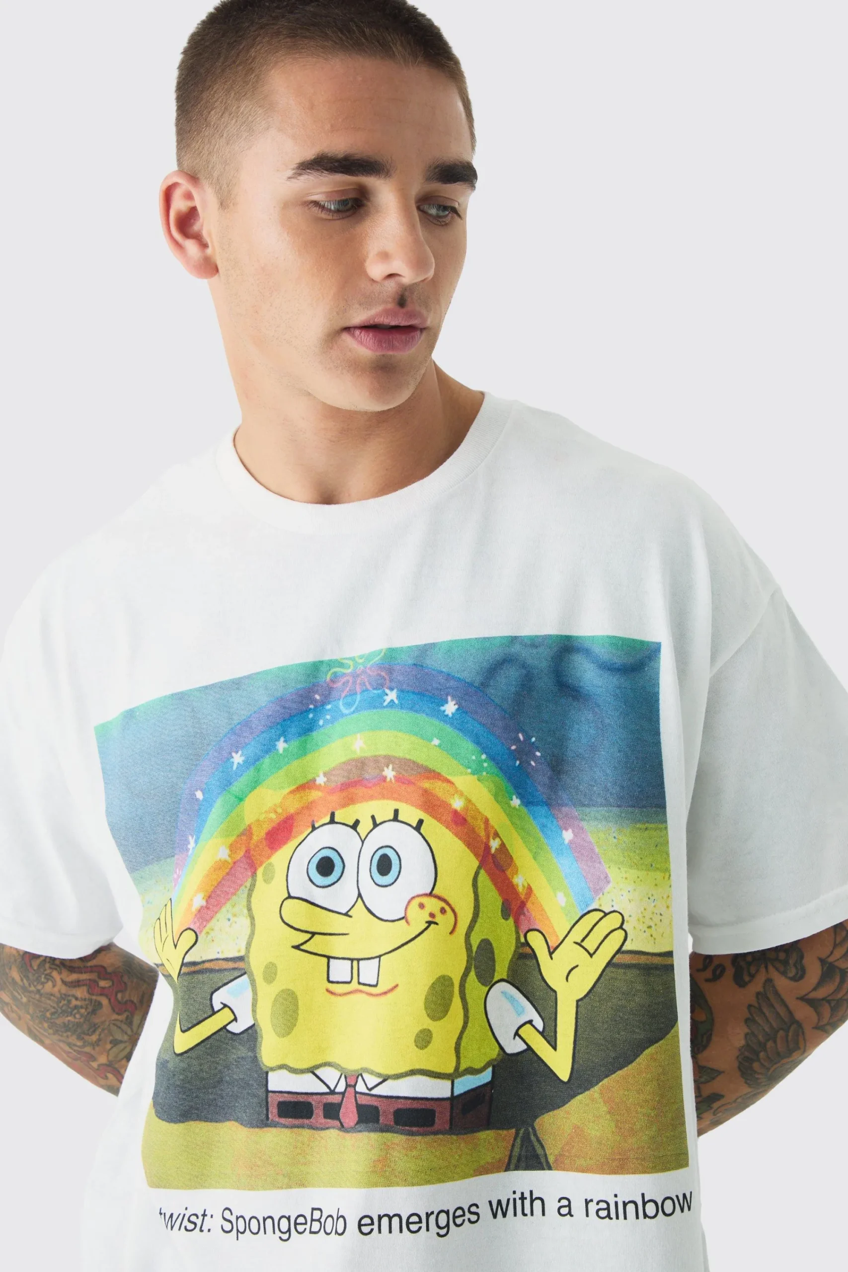 Oversized Spongebob License Print T-shirt | UK^boohooMAN New