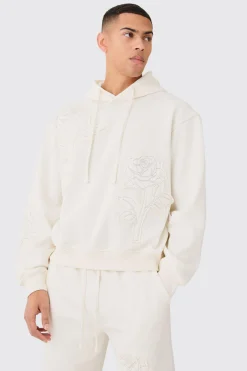 boohooMAN Oversized Spray Wash Rose Embroidery Tracksuit | UK| Tracksuits