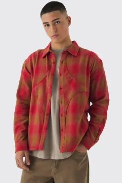 boohooMAN Oversized Star Applique Check Shirt | UK| Shirts