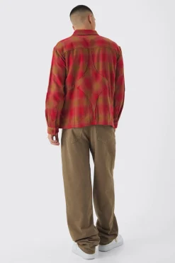 boohooMAN Oversized Star Applique Check Shirt | UK| Shirts