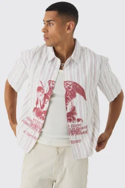 boohooMAN Oversized Stripe Front Graphic Boxy Shirt | UK| Shirts