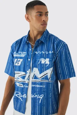 boohooMAN Oversized Stripe Front Graphic Boxy Shirt | UK| Shirts