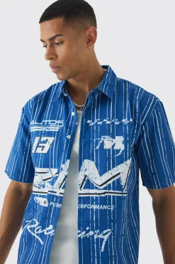 boohooMAN Oversized Stripe Front Graphic Boxy Shirt | UK| Shirts