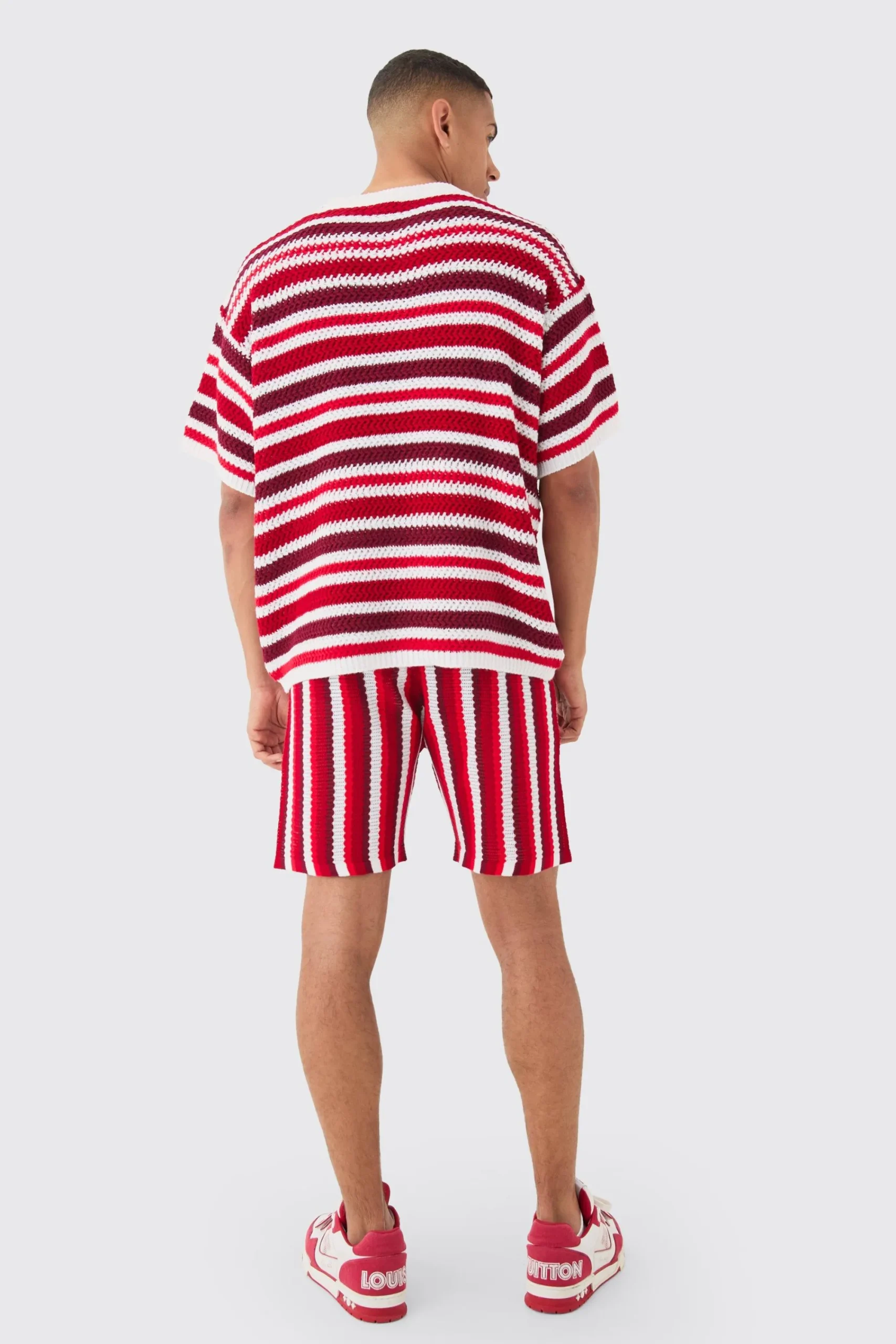 Oversized Stripe Knitted T-shirt In | UK^boohooMAN