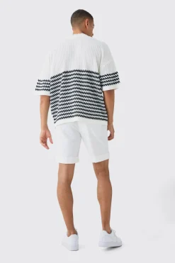 Oversized Stripe Knitted T-shirt | UK^boohooMAN Outlet