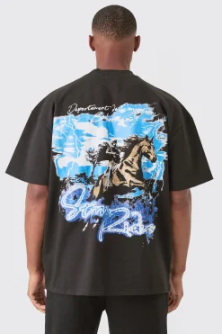 Oversized Super Heavyweight Jersey Back Graphic T-shirt | UK^boohooMAN Sale