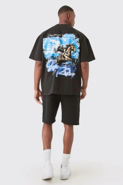 Oversized Super Heavyweight Jersey Back Graphic T-shirt | UK^boohooMAN Sale