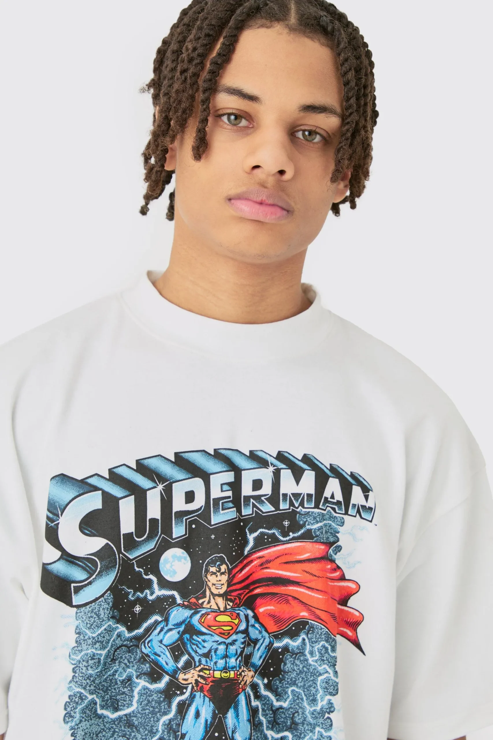boohooMAN Oversized Superman License T-shirt And Mesh Short Set | UK| Tracksuits