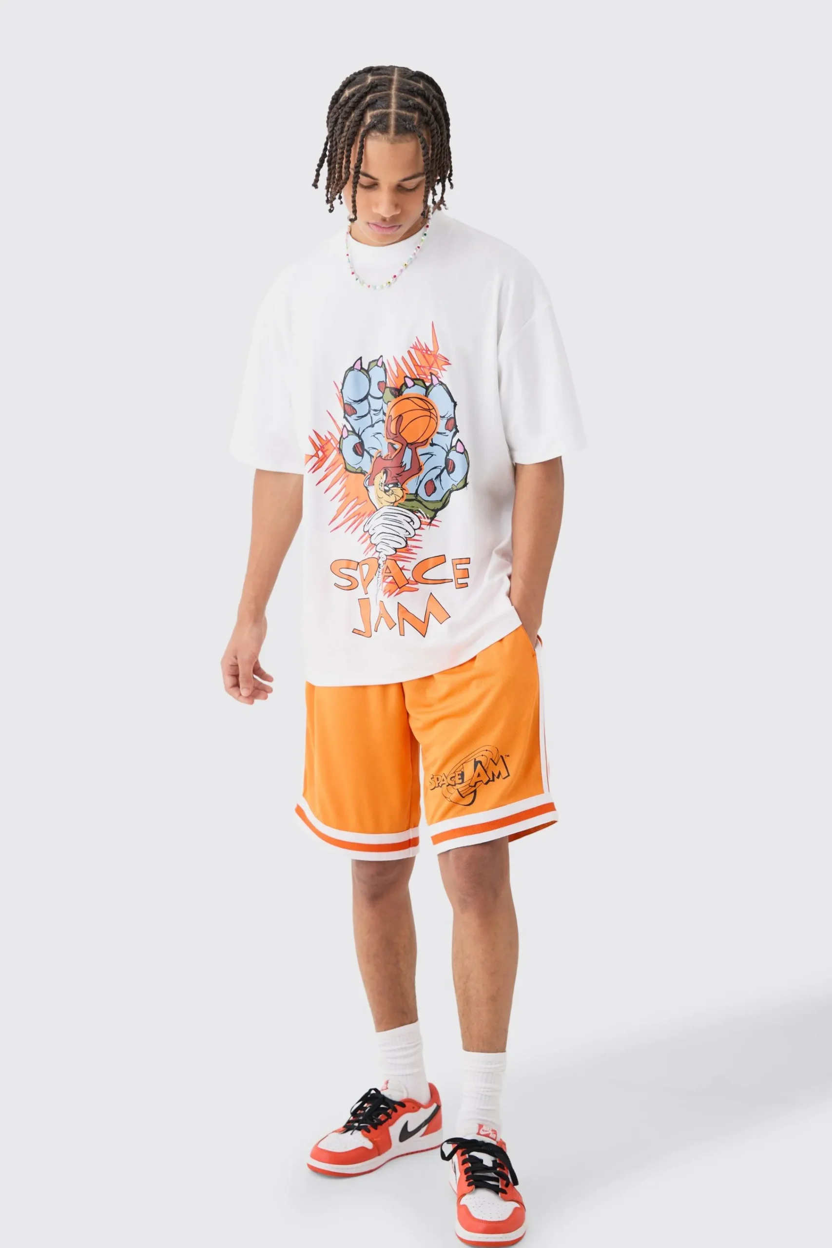 boohooMAN Oversized Taz Space Jam License T-shirt And Mesh Short Set | UK| Sets & Co-Ords|Tracksuits