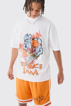 boohooMAN Oversized Taz Space Jam License T-shirt And Mesh Short Set | UK| Sets & Co-Ords|Tracksuits