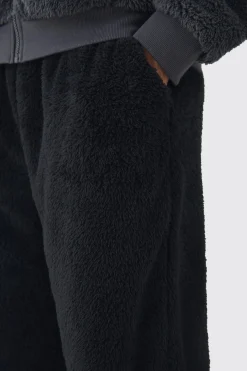 boohooMAN Oversized Teddy Borg Cuffed Joggers | UK| Trousers|Joggers