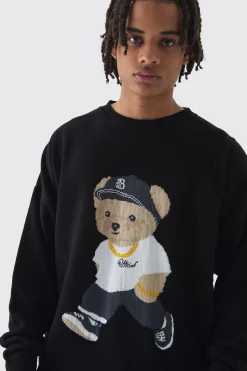 boohooMAN Oversized Teddy Graphic Jumper | UK| Knitwear