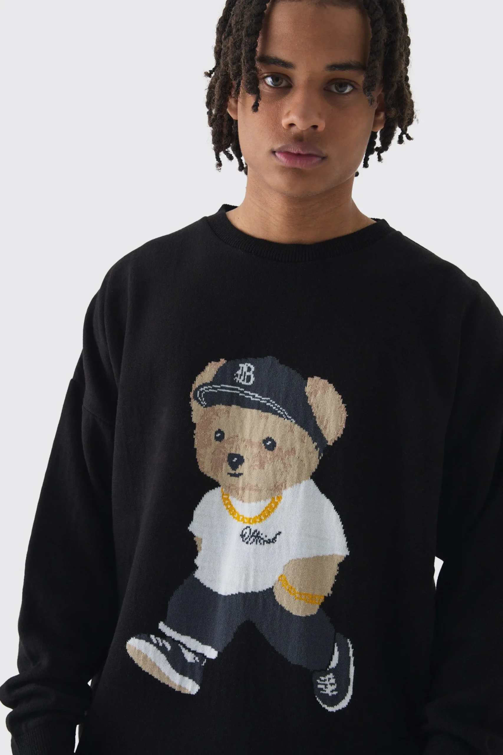 boohooMAN Oversized Teddy Graphic Jumper | UK| Knitwear