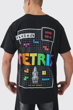 Oversized Tetris Gaming License Back Print T-shirt | UK^boohooMAN