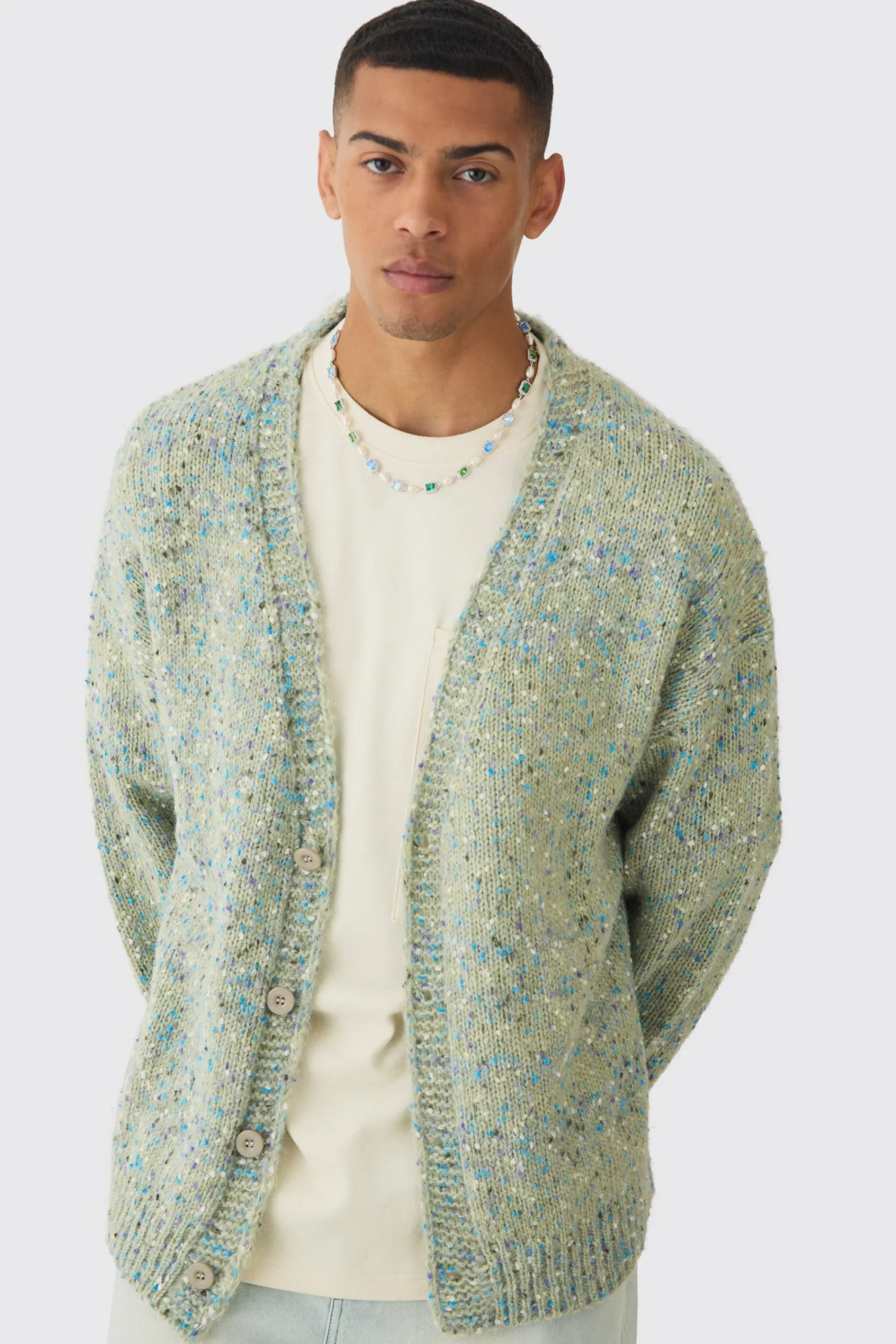 boohooMAN Oversized Textured Brushed Knitted Cardigan | UK| Knitwear