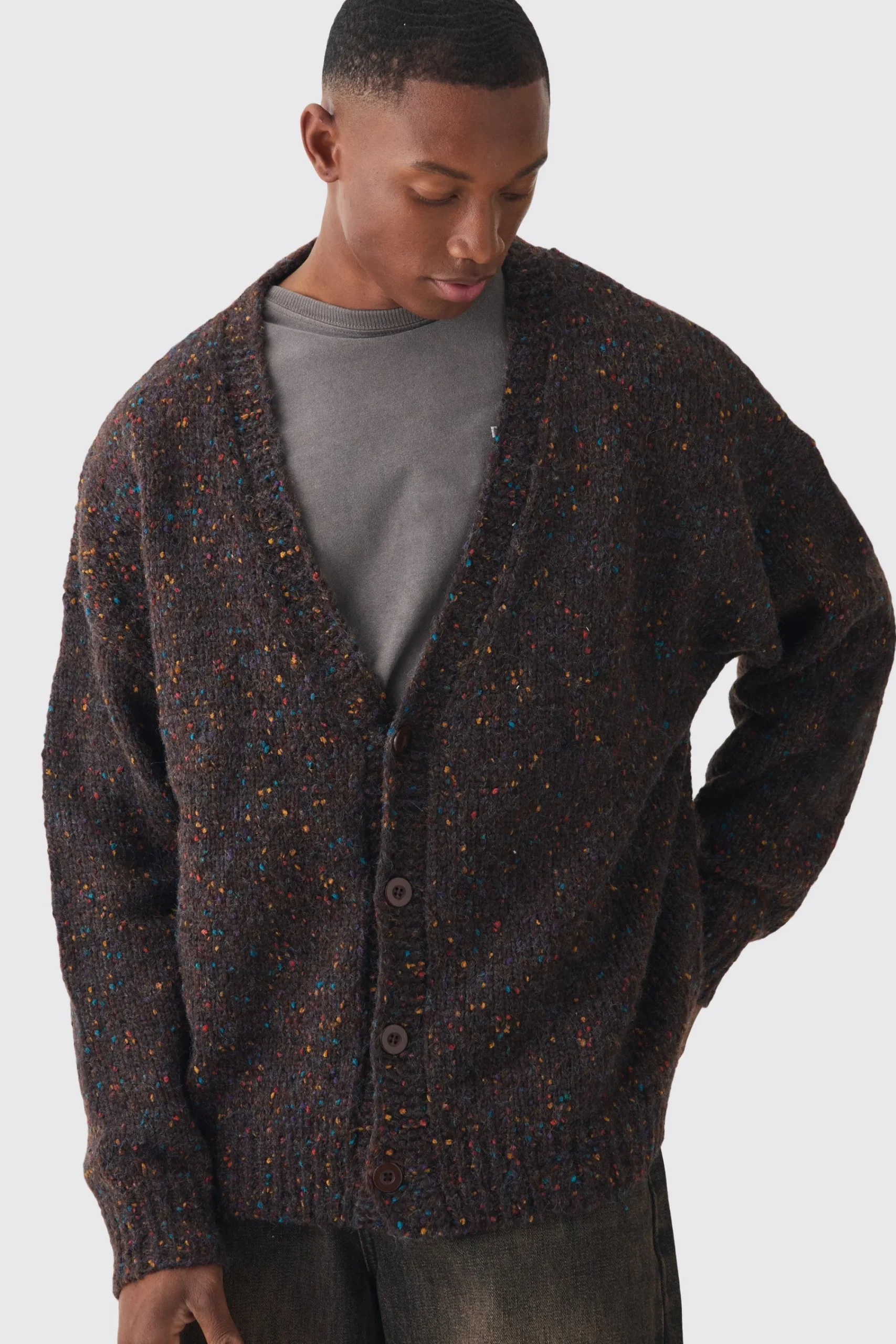 boohooMAN Oversized Textured Brushed Knitted Cardigan | UK| Knitwear