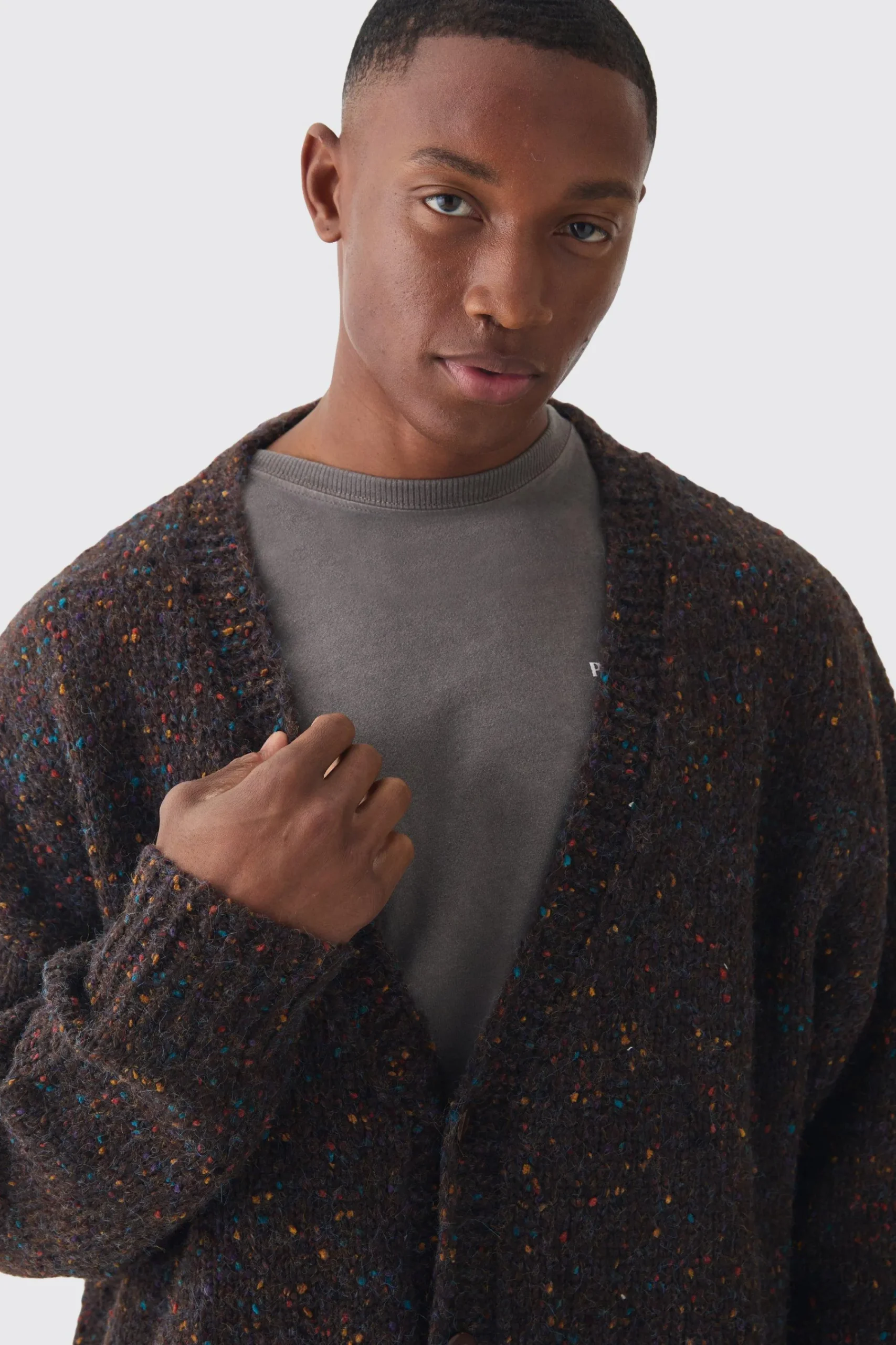 boohooMAN Oversized Textured Brushed Knitted Cardigan | UK| Knitwear