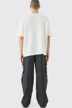 Oversized Textured Knit T-shirt In | UK^boohooMAN Discount