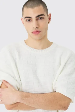 Oversized Textured Knit T-shirt In | UK^boohooMAN Discount