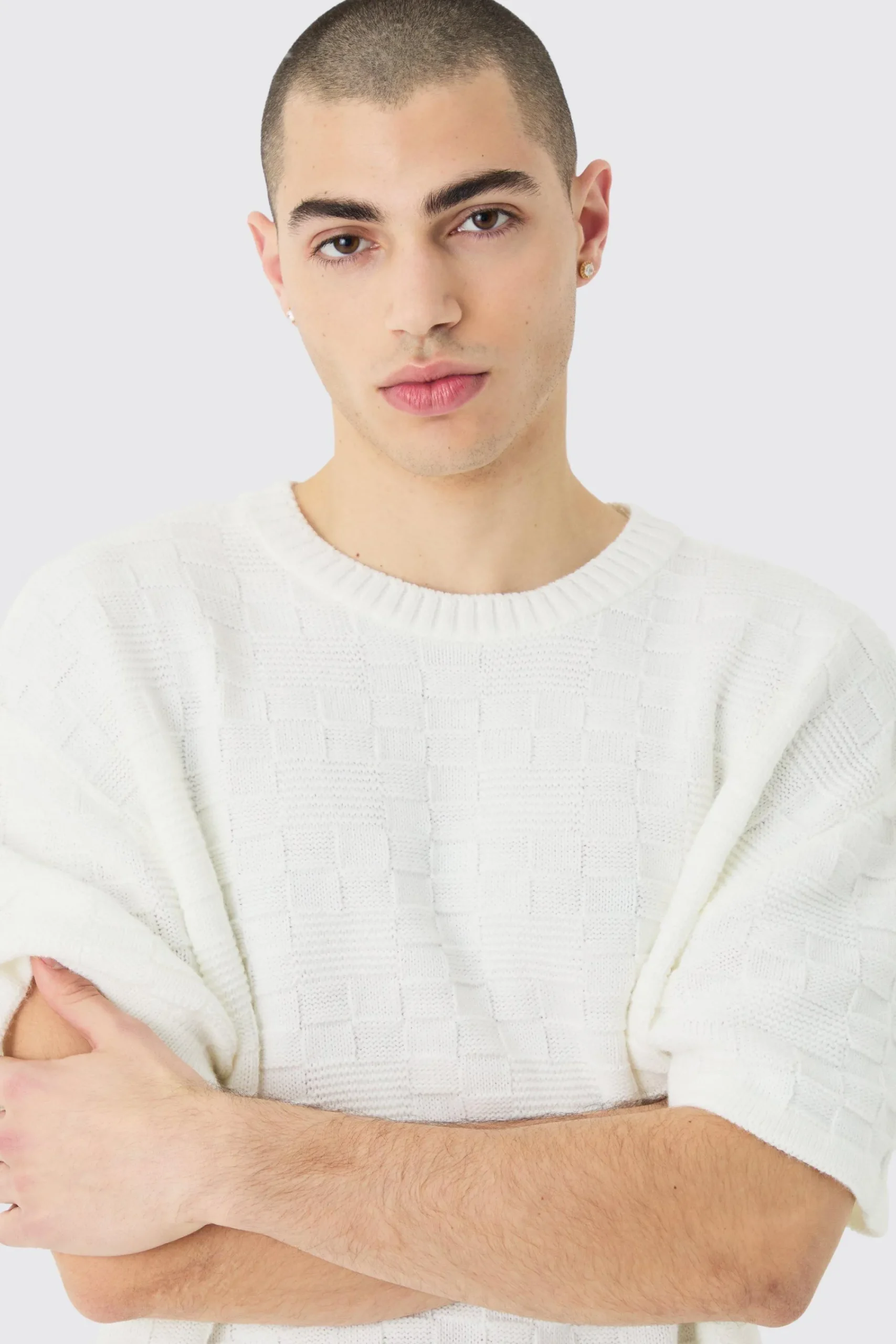 Oversized Textured Knit T-shirt In | UK^boohooMAN Discount