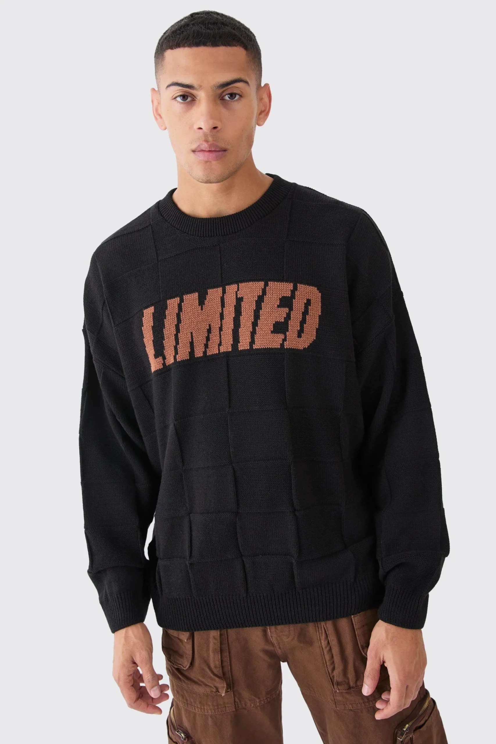 boohooMAN Oversized Textured Knitted Branded Jumper | UK| Knitwear