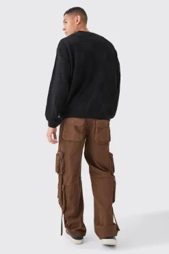 boohooMAN Oversized Textured Knitted Branded Jumper | UK| Knitwear