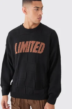 boohooMAN Oversized Textured Knitted Branded Jumper | UK| Knitwear