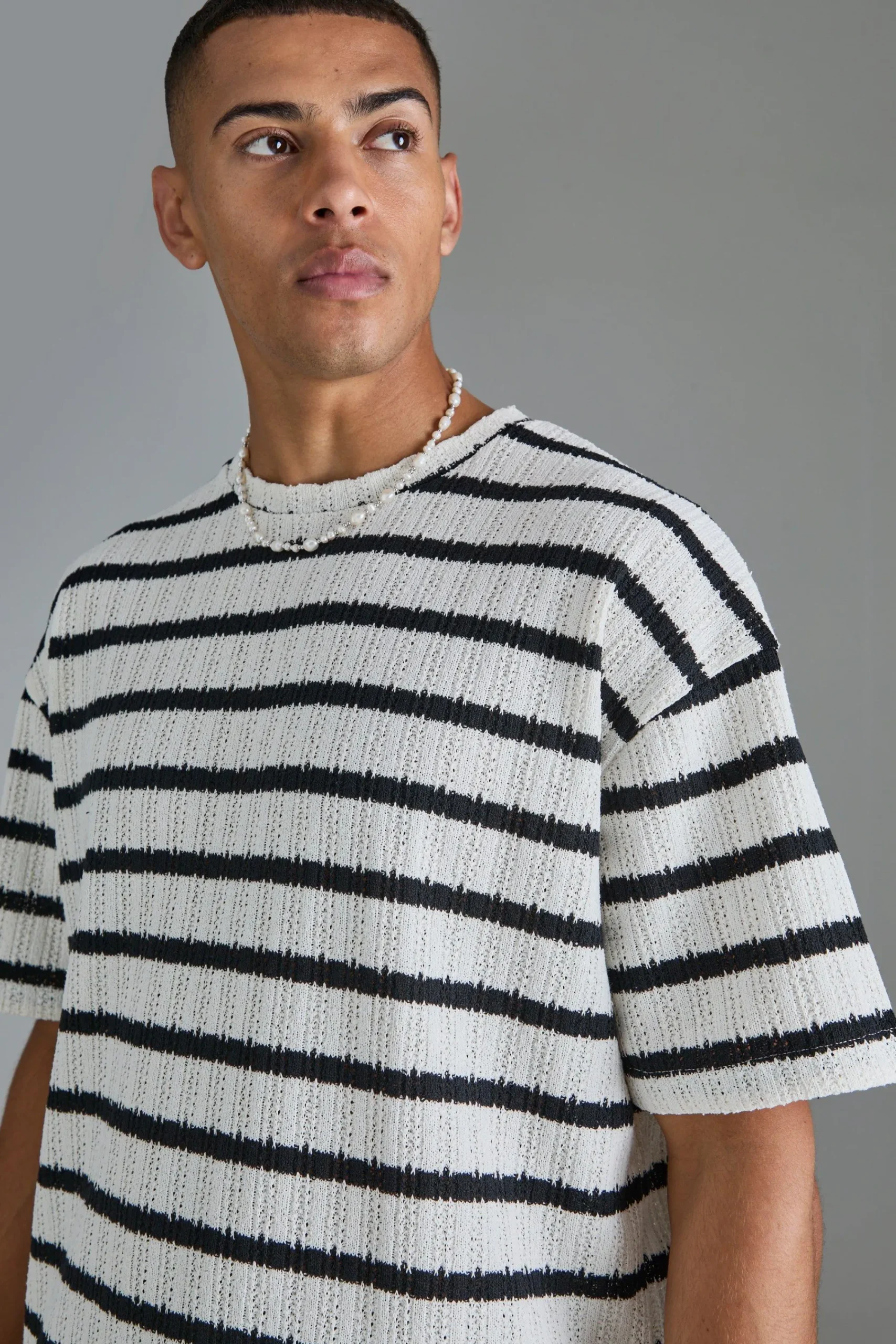 Oversized Textured Stripe T-shirt | UK^boohooMAN New