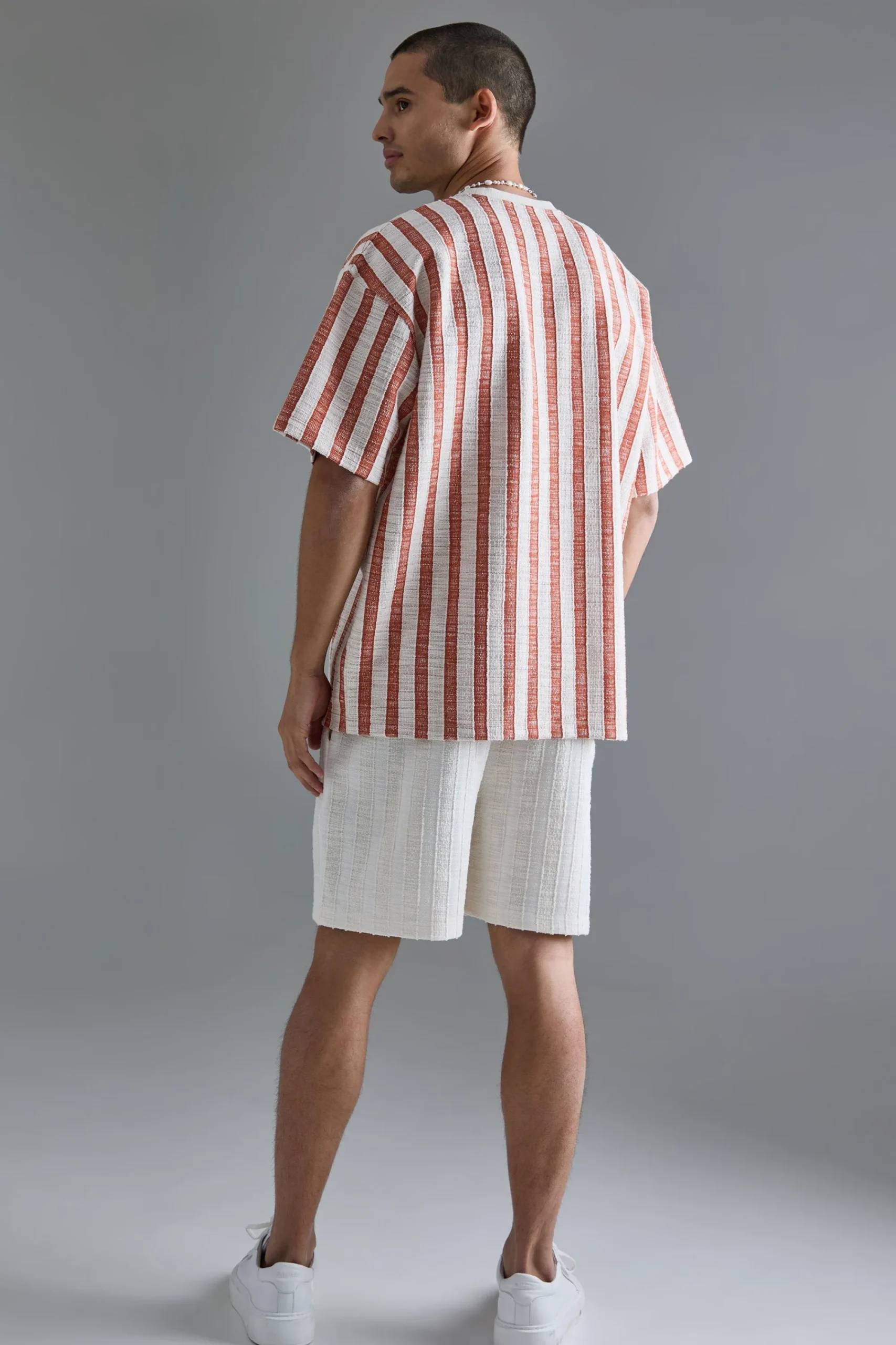 Oversized Textured Stripe T-shirt | UK^boohooMAN New