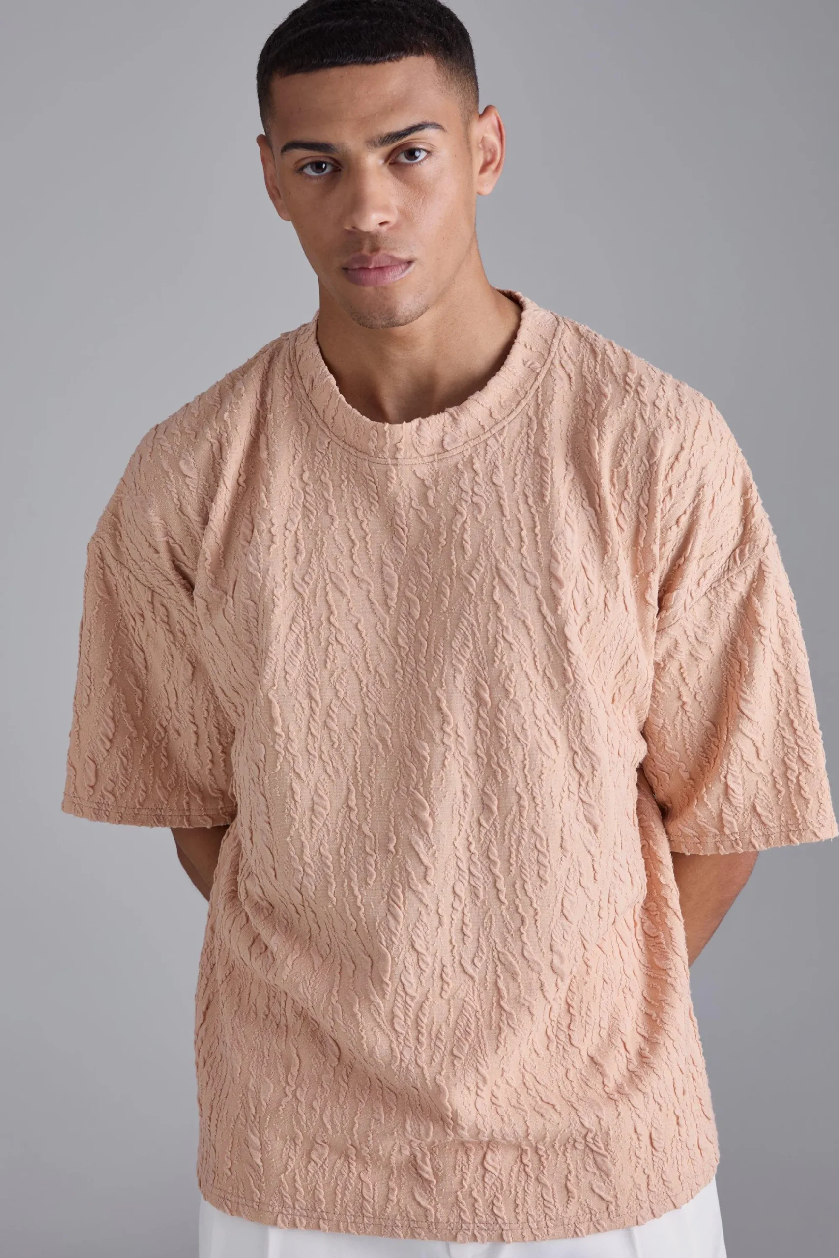 Oversized Textured T-shirt | UK^boohooMAN New