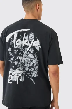 Oversized Tokyo Floral Print T-shirt | UK^boohooMAN Sale