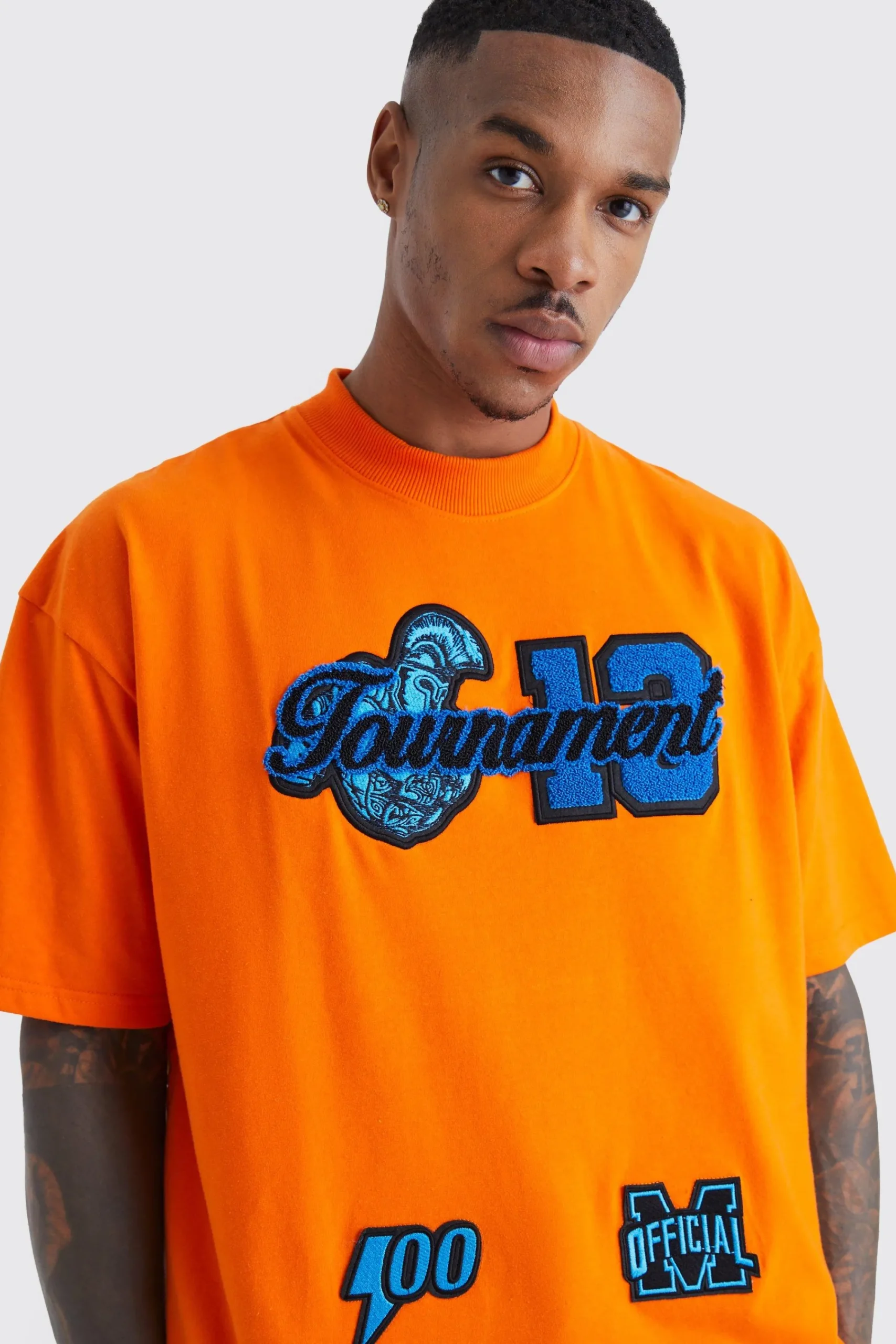 Oversized Tournament Badge Applique T-shirt | UK^boohooMAN Sale
