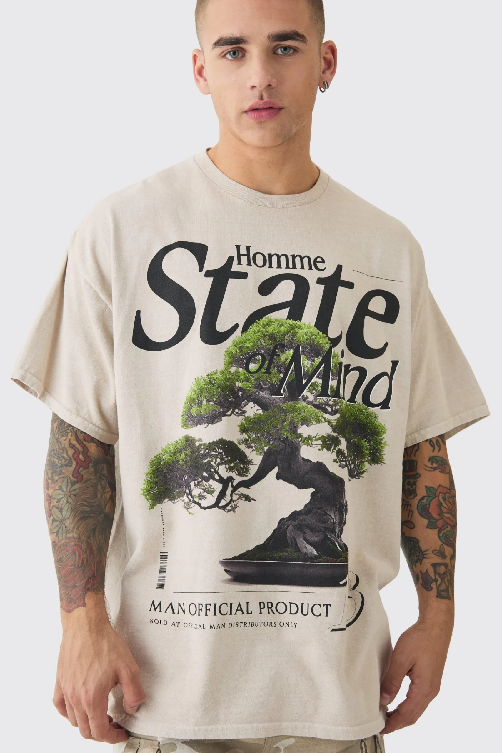 Oversized Tree Print Heavyweight Wash T-shirt | UK^boohooMAN Best