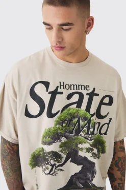 Oversized Tree Print Heavyweight Wash T-shirt | UK^boohooMAN Best