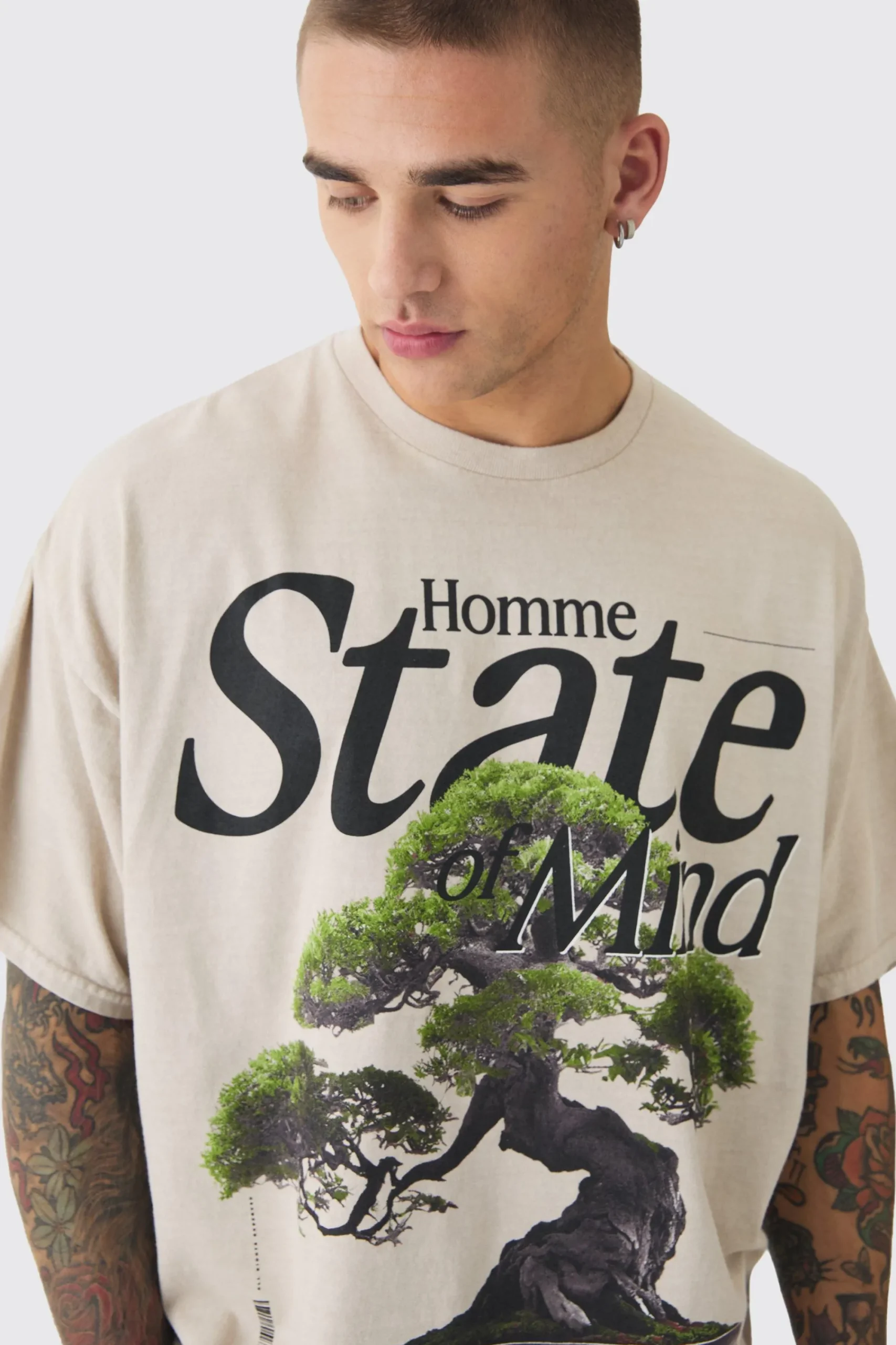 Oversized Tree Print Heavyweight Wash T-shirt | UK^boohooMAN Best