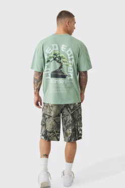 Oversized Tree Print Washed T-shirt | UK^boohooMAN Hot