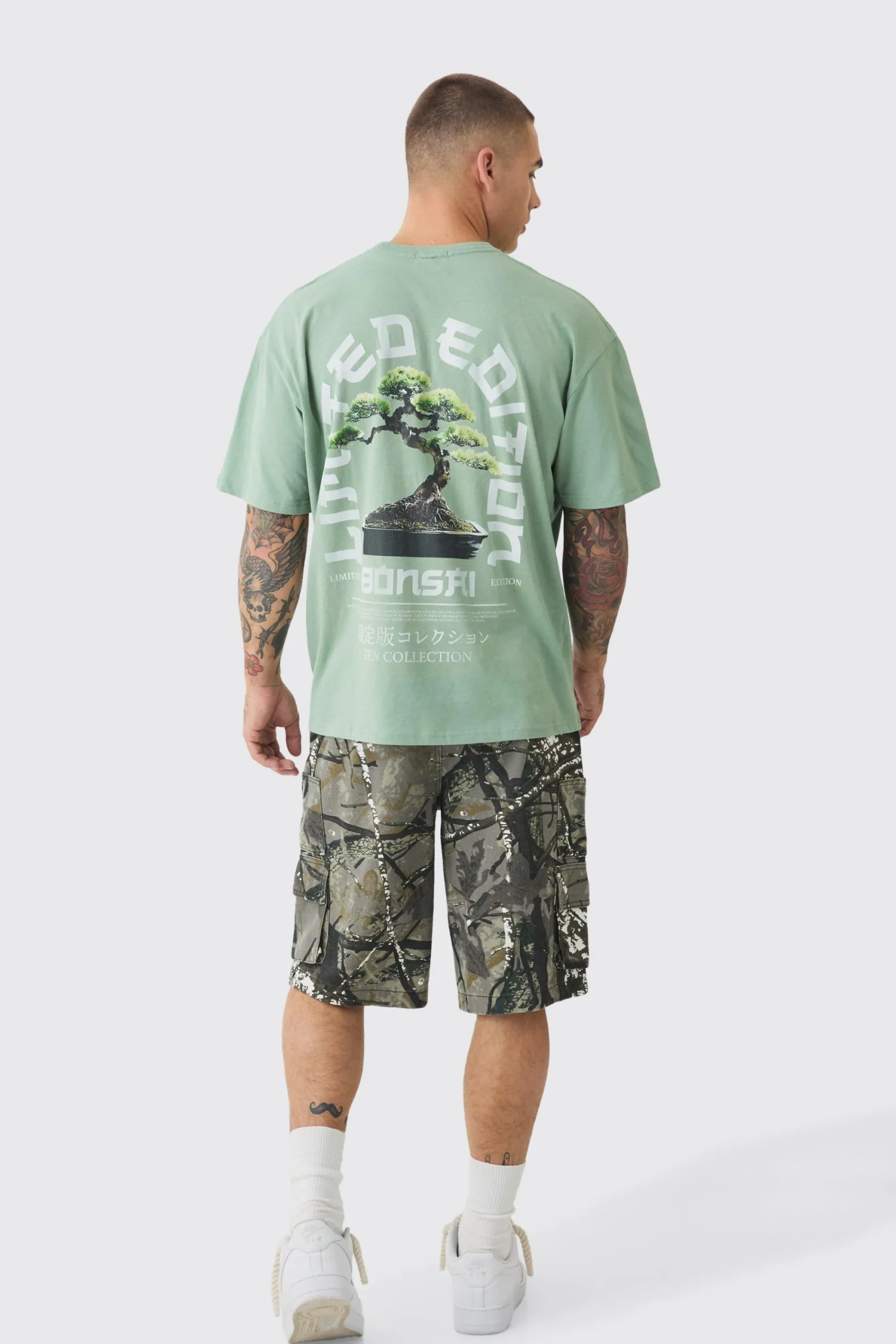 Oversized Tree Print Washed T-shirt | UK^boohooMAN Hot