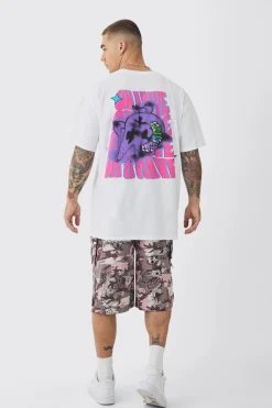 Oversized Trippy Bear Print T-shirt | UK^boohooMAN Online