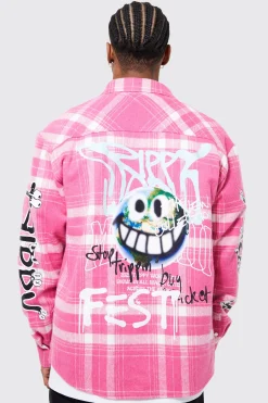 boohooMAN Oversized Trippy Printed Check Shirt | UK| Shirts
